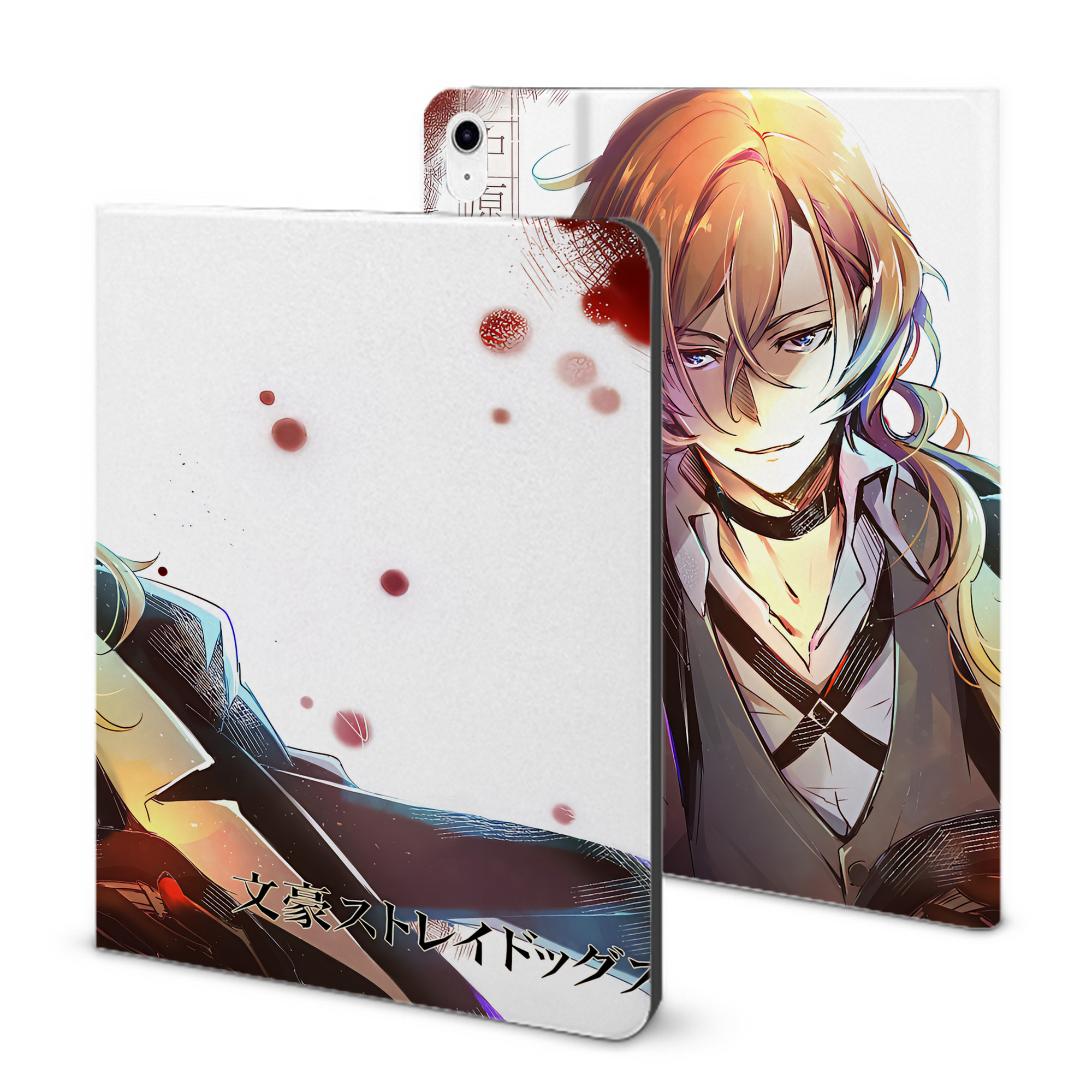 （画像用） 文豪ストレイドッグス Bungo Stray Dogs IPad ケース ブック型 PUレザー TPU 耐衝撃 軽量 薄型 ペン収納なし 全面保護 IPad 各モデル対応